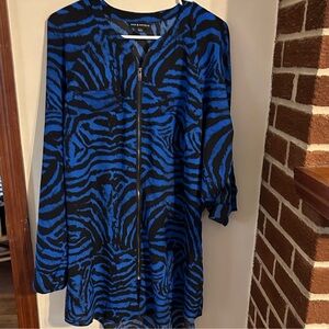 NWT Rock & Republic Blue and Black Zebra Print Women's dress size xxl